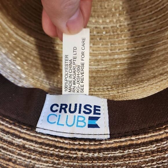 Cruise Club Womens Brown Polyester Pull On Sun Protection Wide-Brimmed Straw Hat - Picture 4 of 12